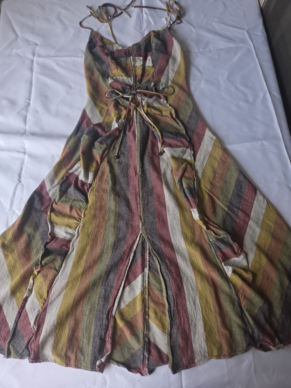 Free People Striped Spaghetti‑Strap Maxi Dress in Mustard, Rust, Olive & Cream